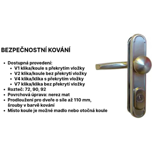 Kování Vemak V2 klika/koule bez překrytí