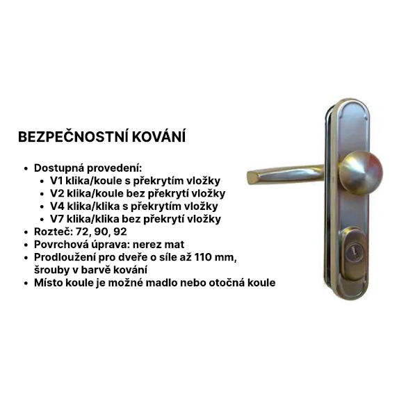 Kování Vemak V4 90 nerez mat - klika/klika s překrytím