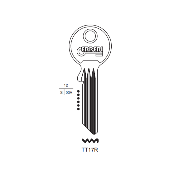 Klíč Errebi TT17R (Titan šestistavítkový pravý, Silca TN20R)